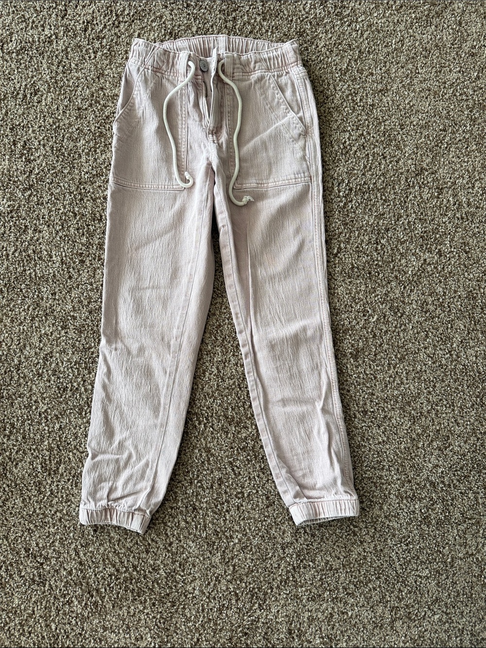 Men's Casual Drawstring Jogger Pants in Light Beige